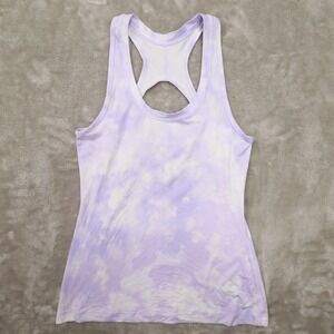Athleta Nitro Tank Top Light Purple White Tie Dye Racerback Women's XS 980650